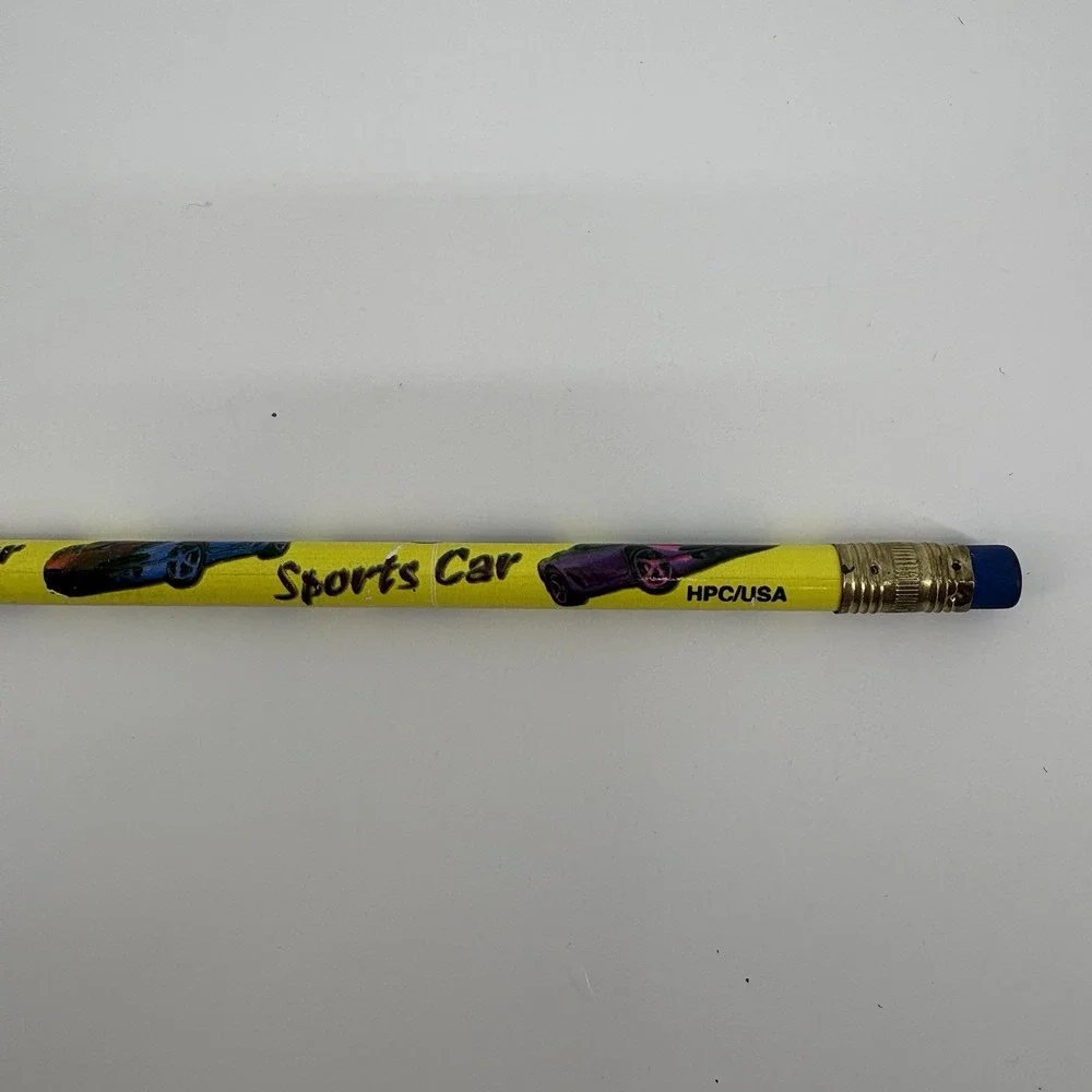 Lot Of 2 Vintage Made In USA Car Pencils Unsharpened Corvette And Sports Car